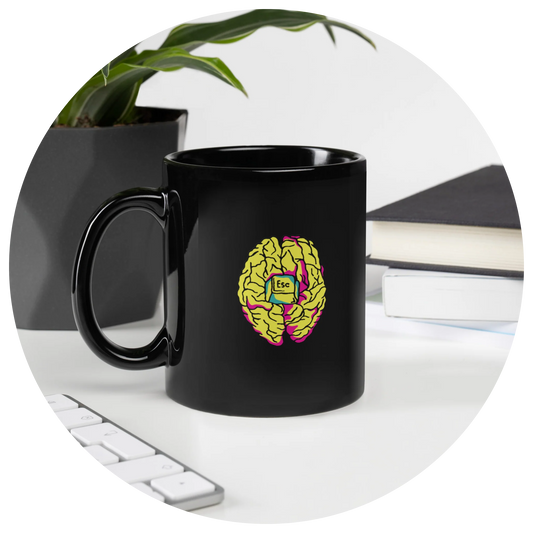 11oz Black Mindfulness Mug, Yellow Design