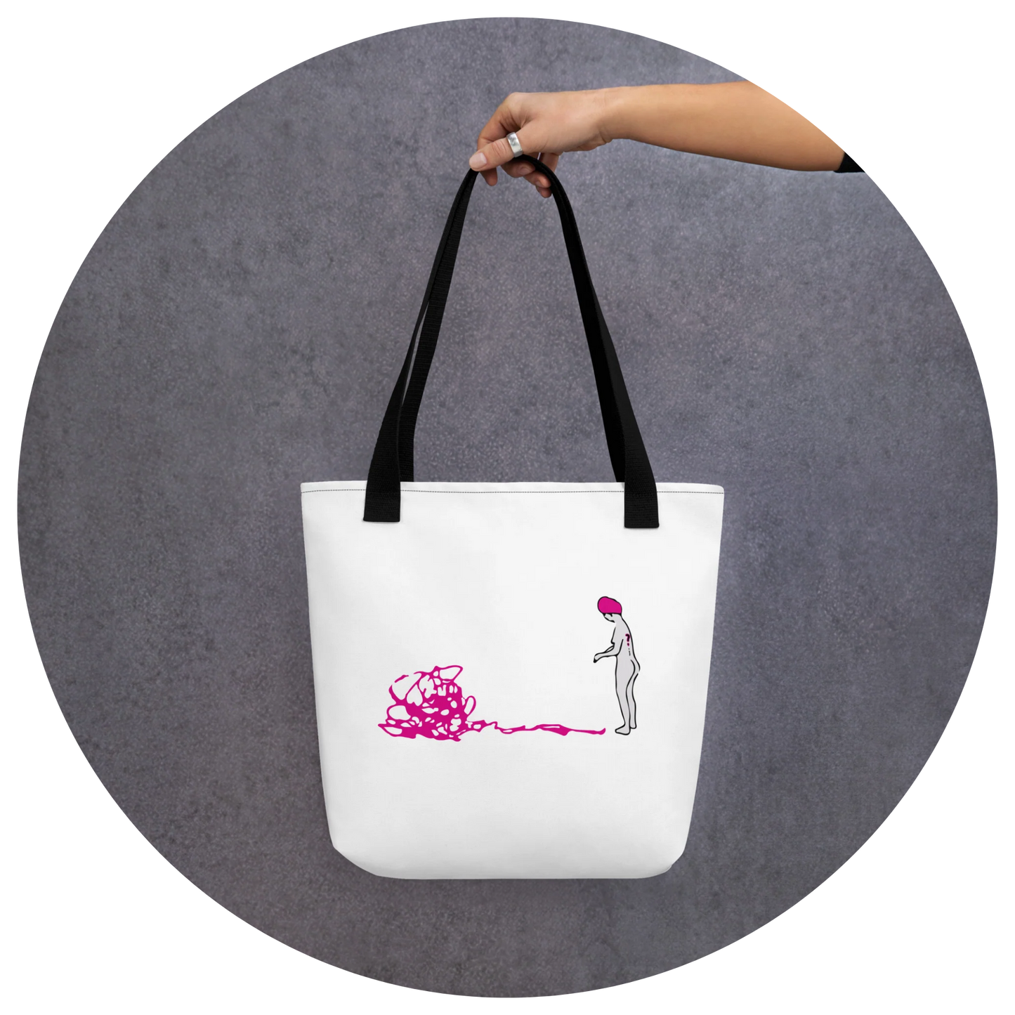 tote bag diseño único y chic. simbolizando creatividad y misterio. Ideal para el uso diario, es práctico, duradero y ligero, siendo perfecto para salidas casuales, trabajo o compras