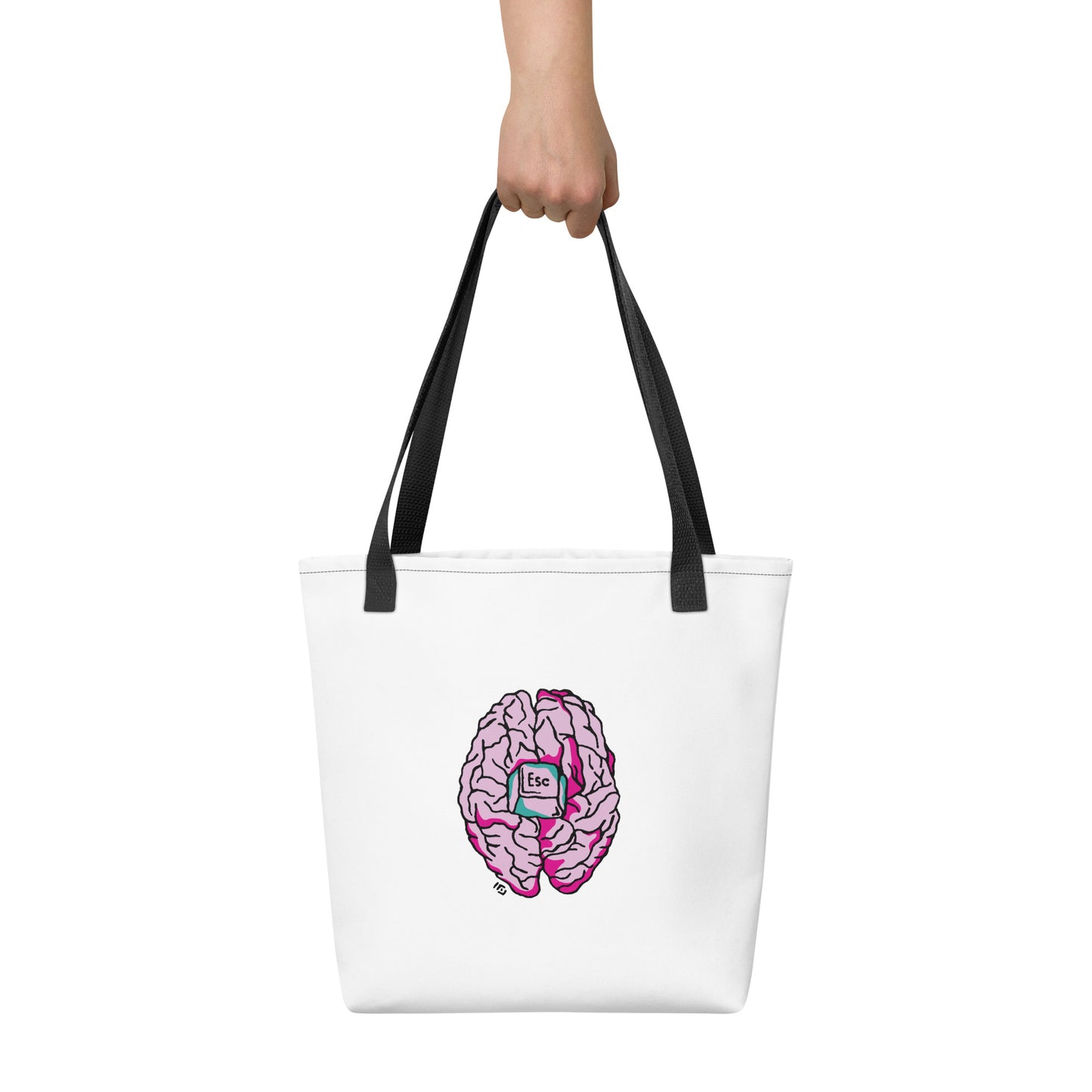 tote bag diseño creativo, ilustracion cerebro en rosa