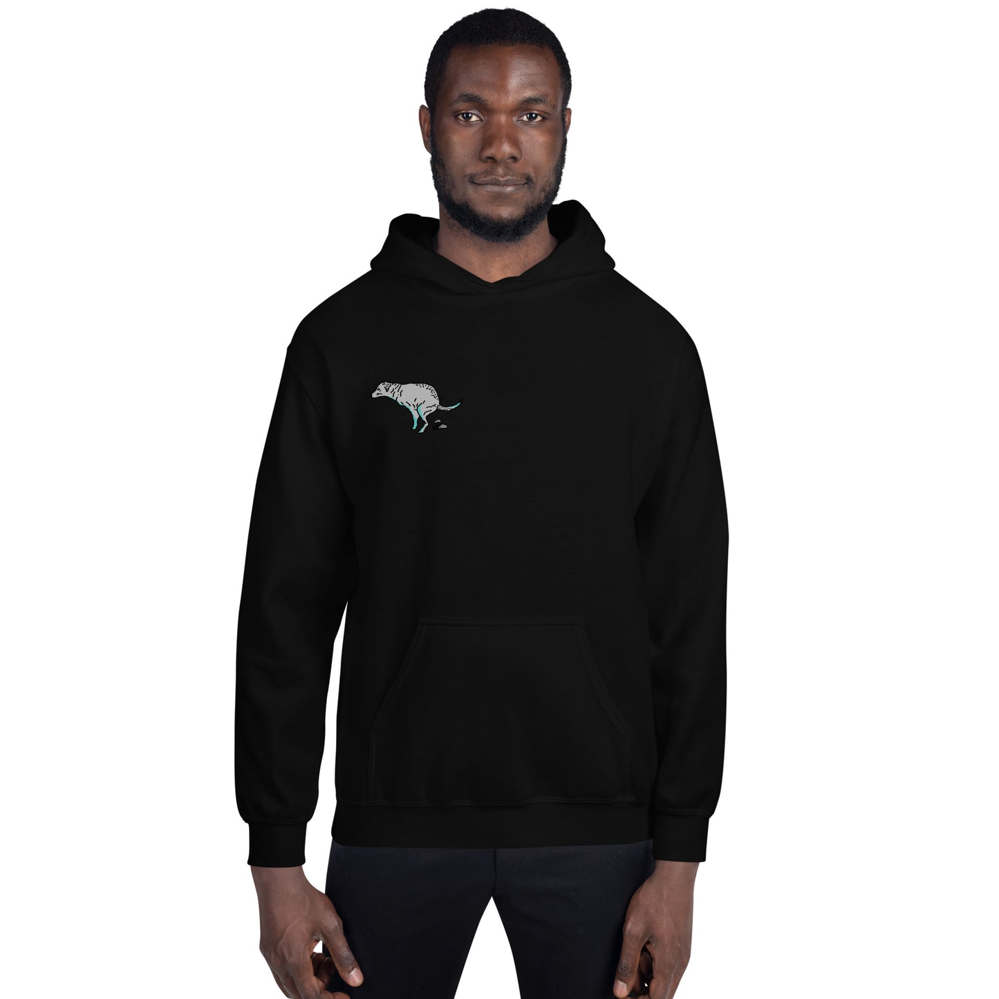 Black unisex hoodie, doggy design