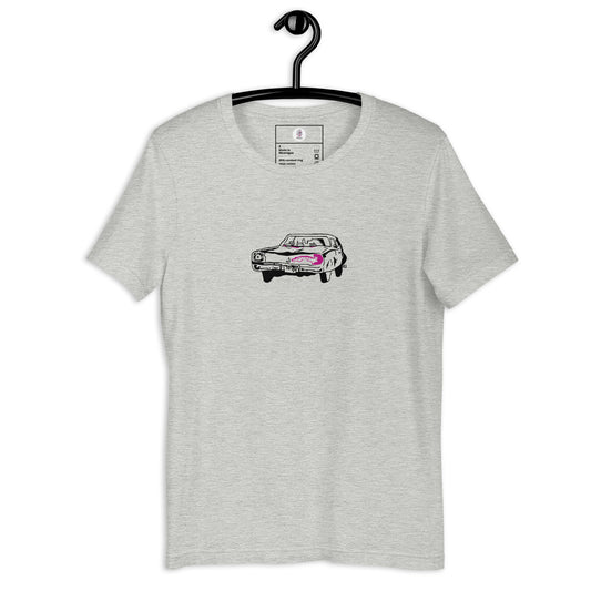 Camiseta Gris con Diseño Minimalista de Coche Clásico