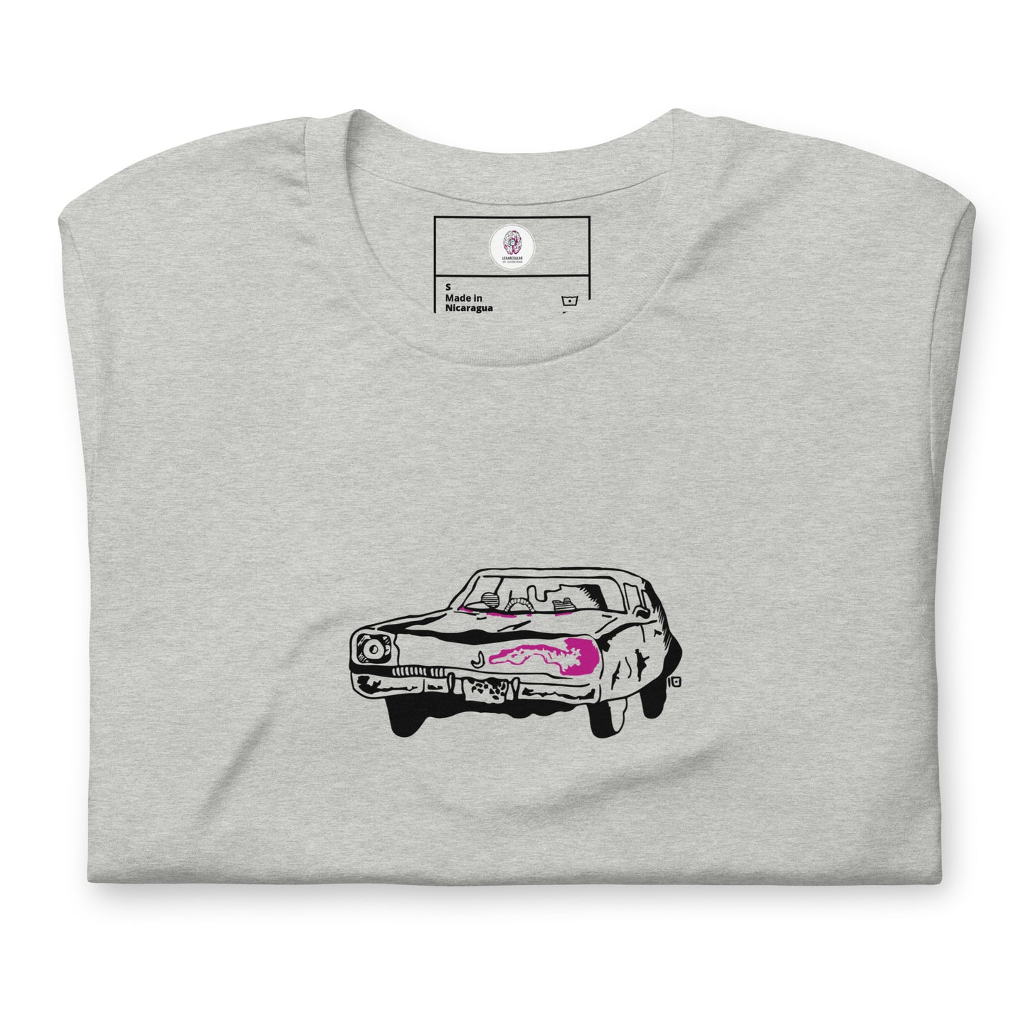 Hellgraues Unisex-T-Shirt im Oldtimer-Design