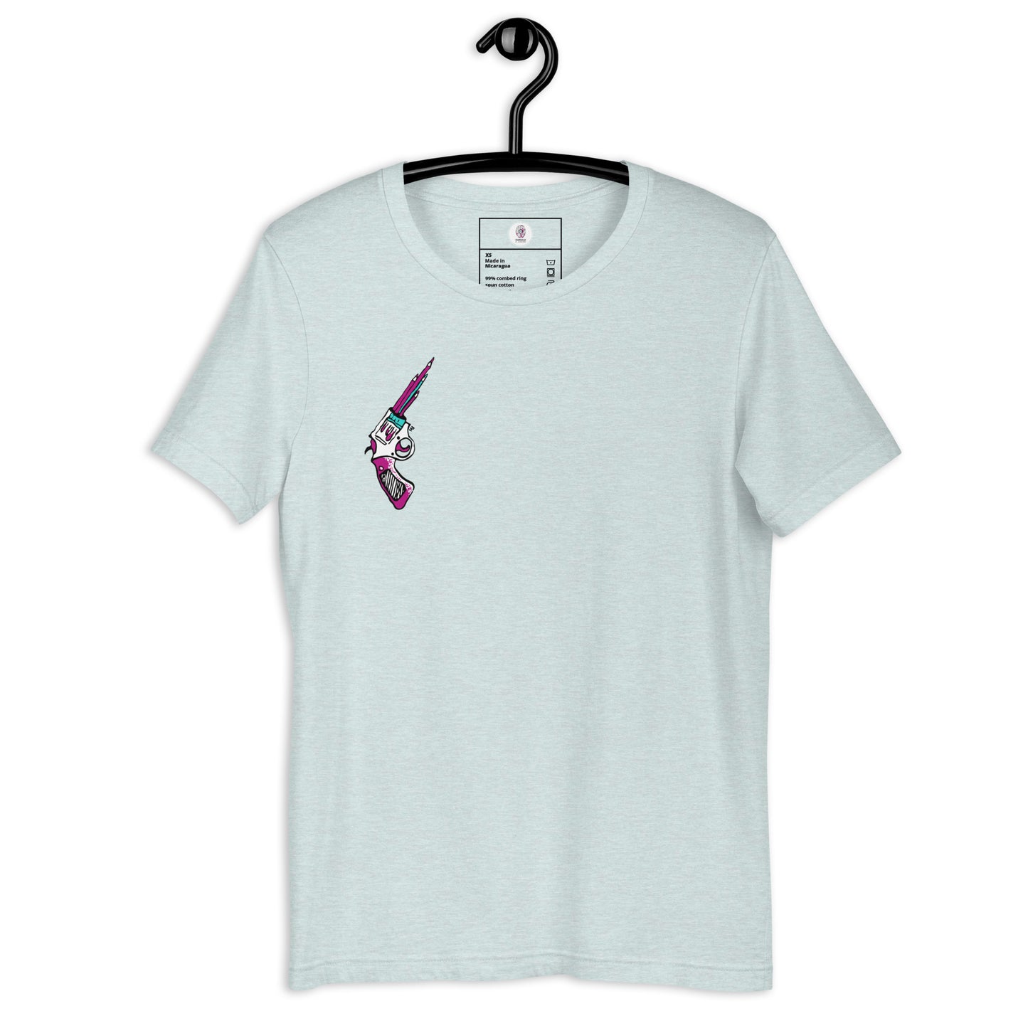 Unisex-T-Shirt, erhältlich in 3 hellen Tönen, Kunst ist die Waffe