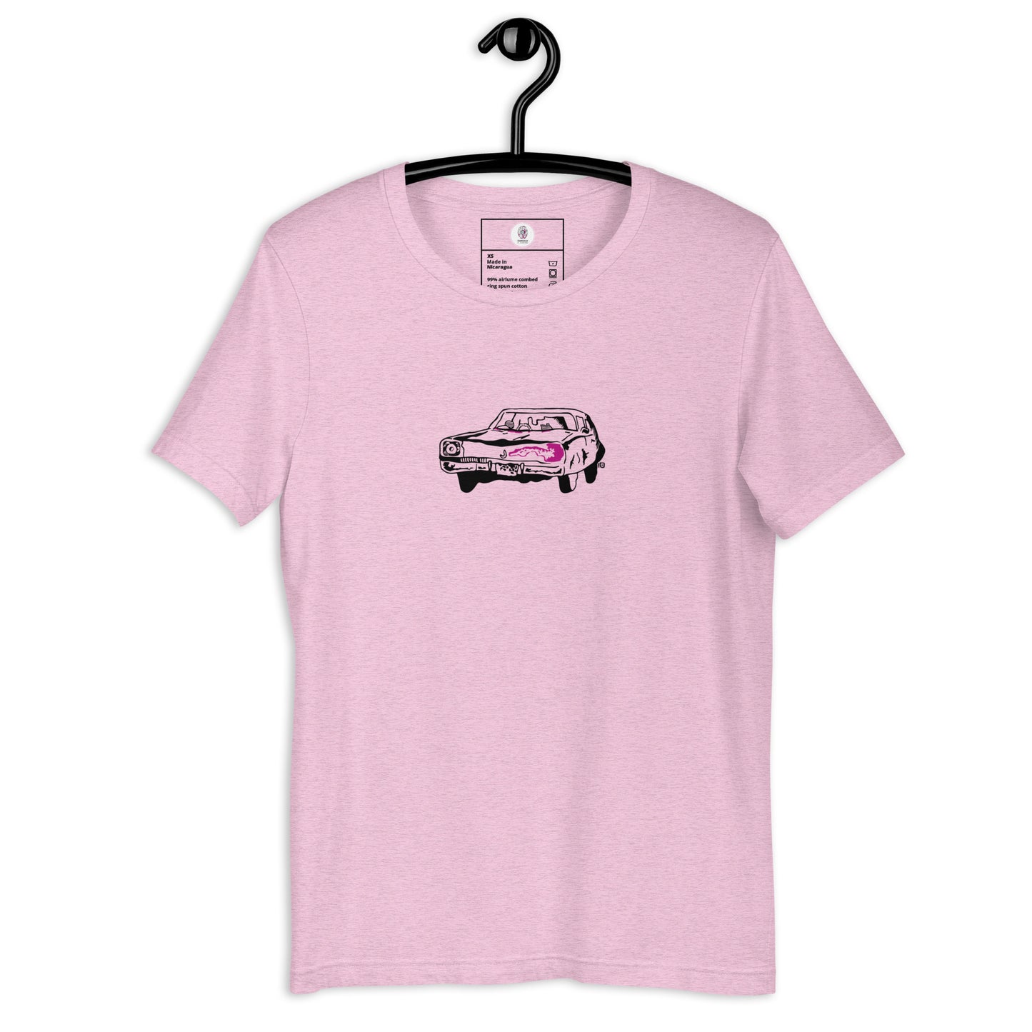 Rosa Unisex-T-Shirt im Oldtimer-Design