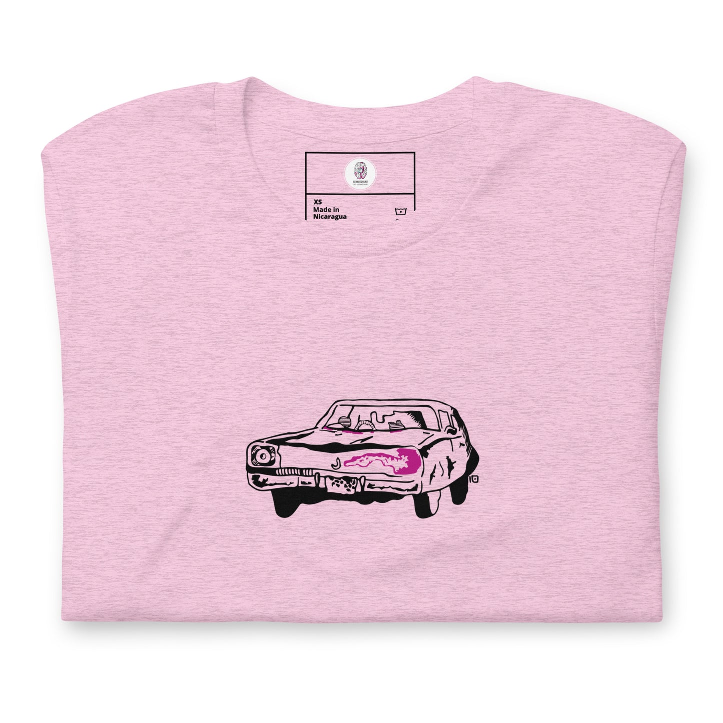 Rosa Unisex-T-Shirt im Oldtimer-Design